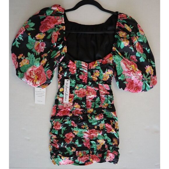 For Love & Lemons Women's Sz XS Black Floral Jolie Backless Mini Dress - Picture 3 of 7